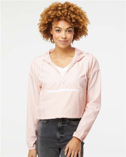 Independent Trading Co. Women's Lightweight Quarter-Zip Pullover Crop Windbreaker - Independent Trading Co. EXP64CRP