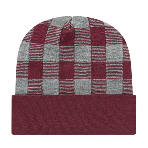 Cap America USA-Made Beanie RKP12 Plaid Knit Cap with Cuff