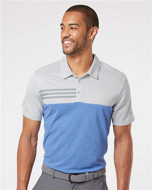 Adidas A508 Men's Heathered Colorblocked 3-Stripes Polo Classic Edition Everyday Wear