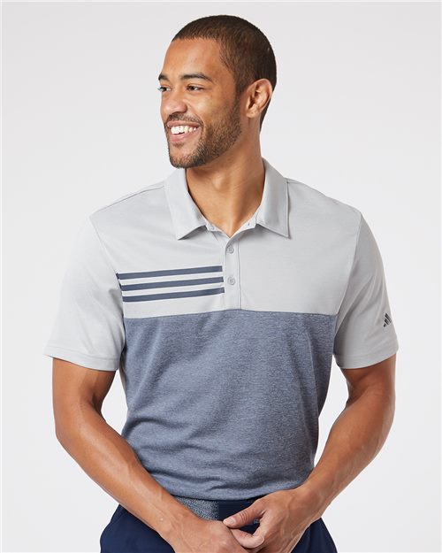 Adidas A508 Men's Heathered Colorblocked 3-Stripes Polo Classic Edition Everyday Wear