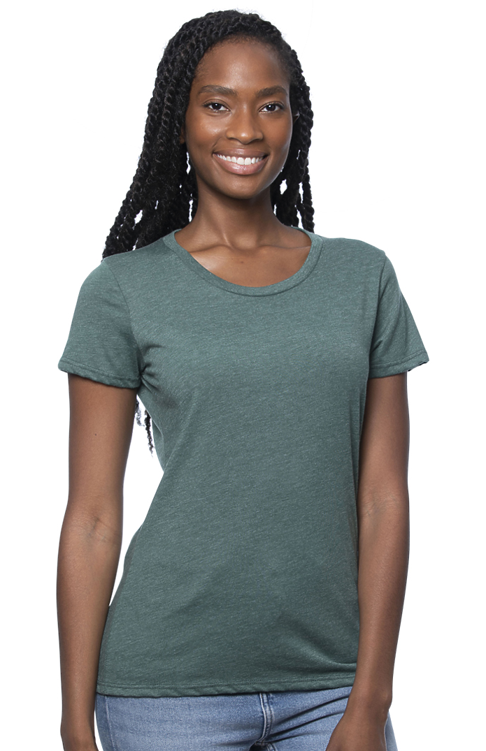 Royal Apparel 95001W Women's Organic RPET Short Sleeve Tee - Heather Pine