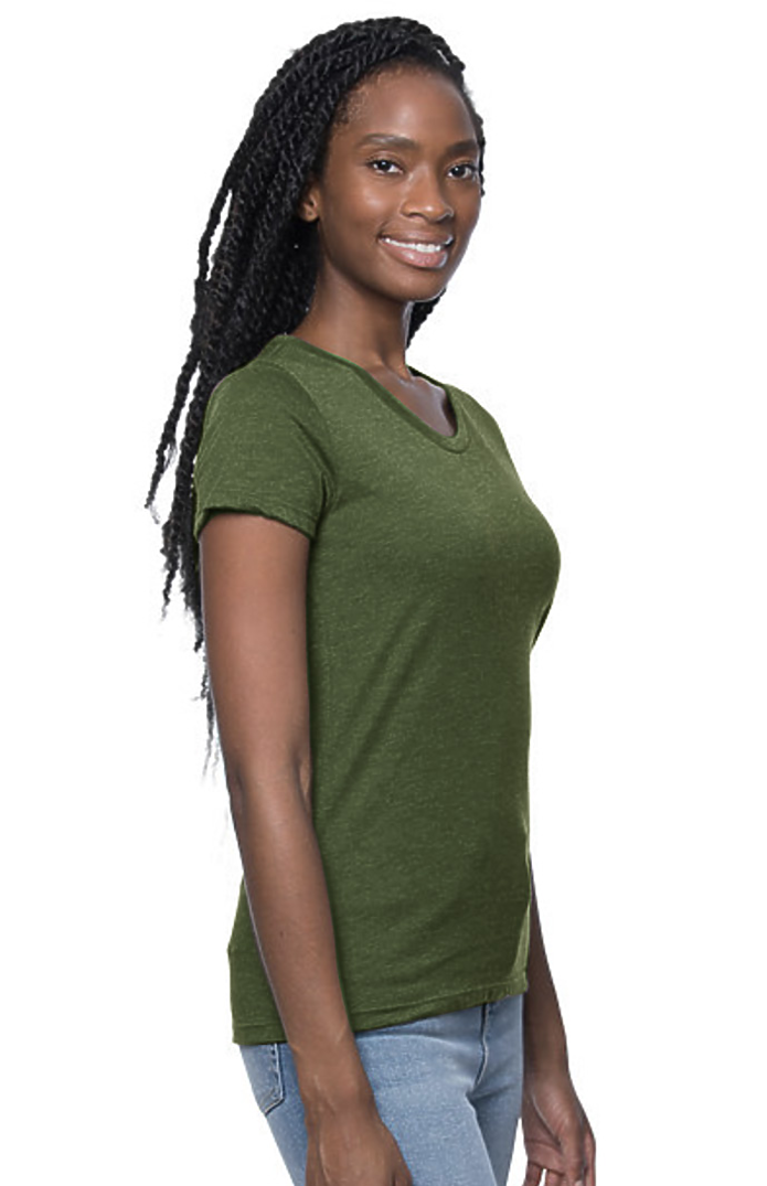 Royal Apparel 95001W Women's Organic RPET Short Sleeve Tee - Heather Kale