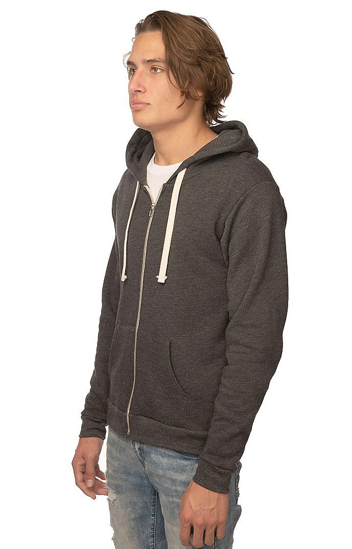 Royal Apparel 96050 Unisex Organic RPET Fleece Zip Hoodie - Heather Coal