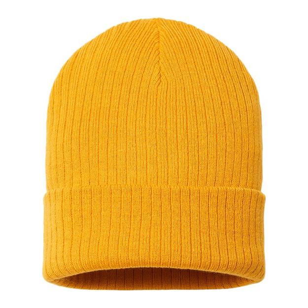 Atlantis Headwear Sustainable Rib Cuffed Beanie - Atlantis Headwear RIO Atlantis Headwear Mustard Yellow One Size