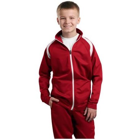 Joe's USA Youth Tricot Track Jacket DRI-EQUIP True Red/White Youth X-Small