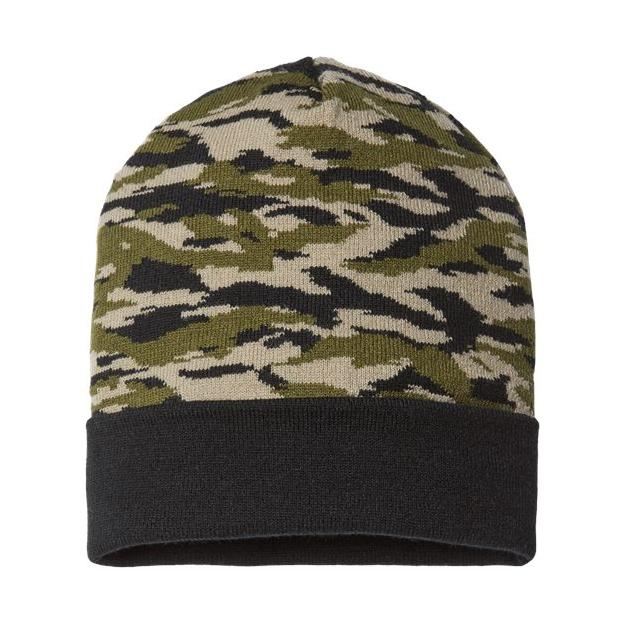 CAP AMERICA USA-Made Camo Cuffed Beanie - CAP AMERICA RKC12 CAP AMERICA Vintage Tiger Camo One Size