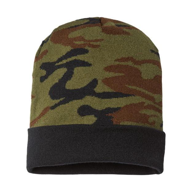 CAP AMERICA USA-Made Camo Cuffed Beanie - CAP AMERICA RKC12 CAP AMERICA Woodland Camo One Size