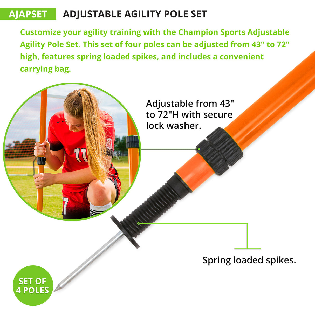 Champion Sports ADJUSTABLE AGILITY POLE SET