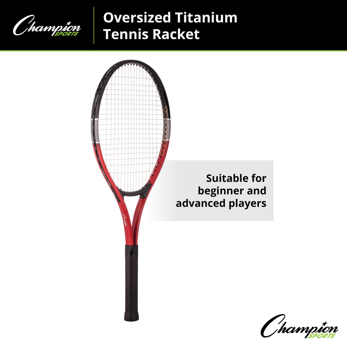 Champion Sports OVERSIZED TITANIUM TENNIS RACKET, 27"L