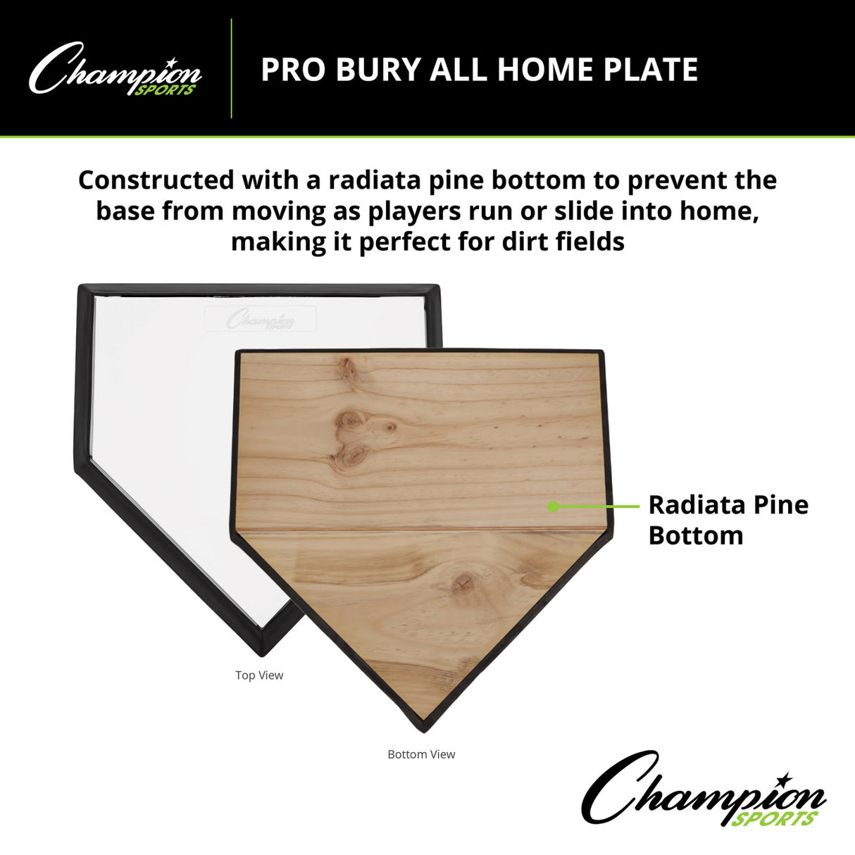 Champion Sports PRO BURY ALL HOME PLATE WITH PINE BOTTOM