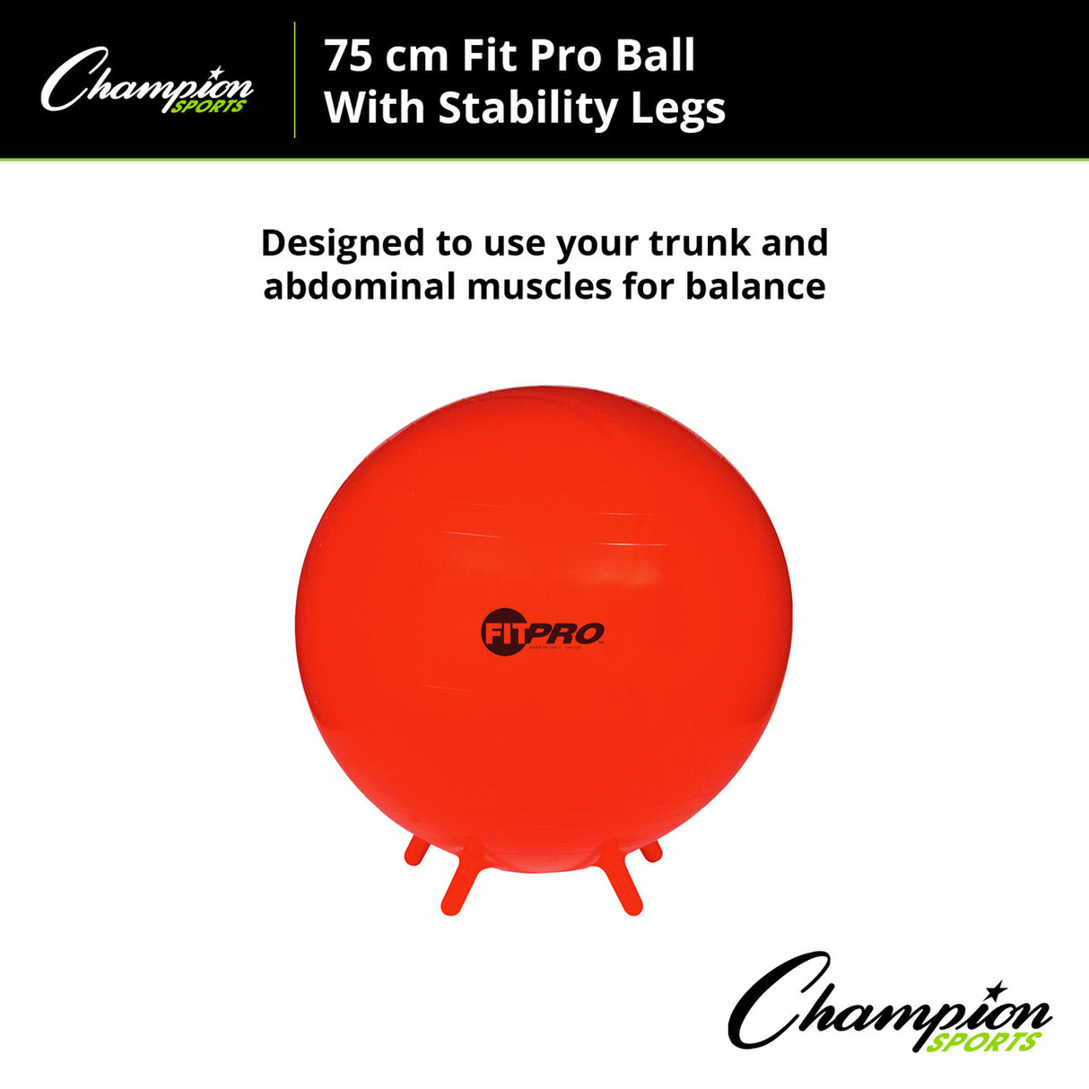 Champion Sports FITPRO BALL WITH STABILITY LEGS 65 CM