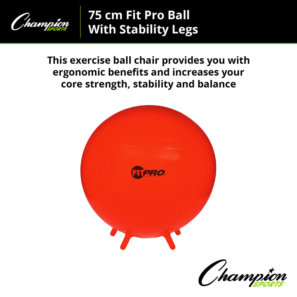 Champion Sports FITPRO BALL WITH STABILITY LEGS 65 CM