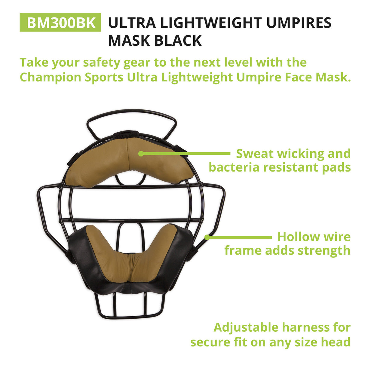 ULTRA LIGHTWEIGHT UMPIRE FACE MASK WITH EVERCLEAN BLACK