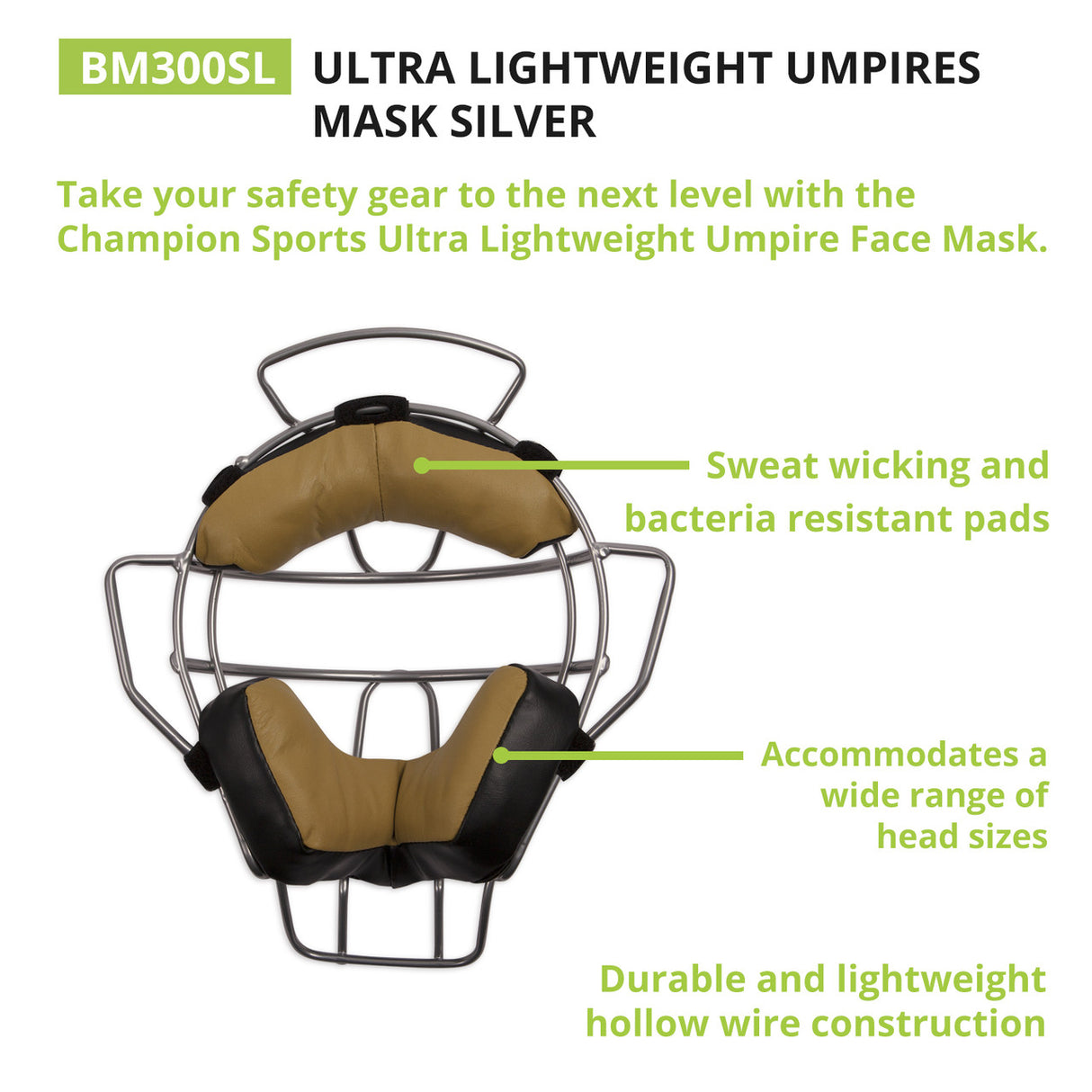 ULTRA LIGHTWEIGHT UMPIRE FACE MASK WITH EVERCLEAN BLACK
