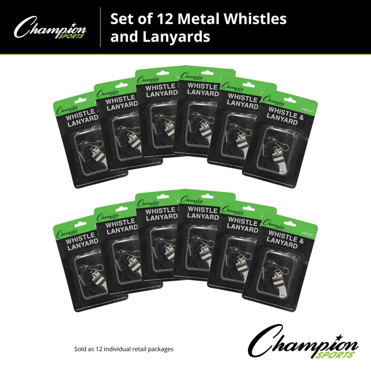 Champion Sports METAL WHISTLE AND LANYARD SET