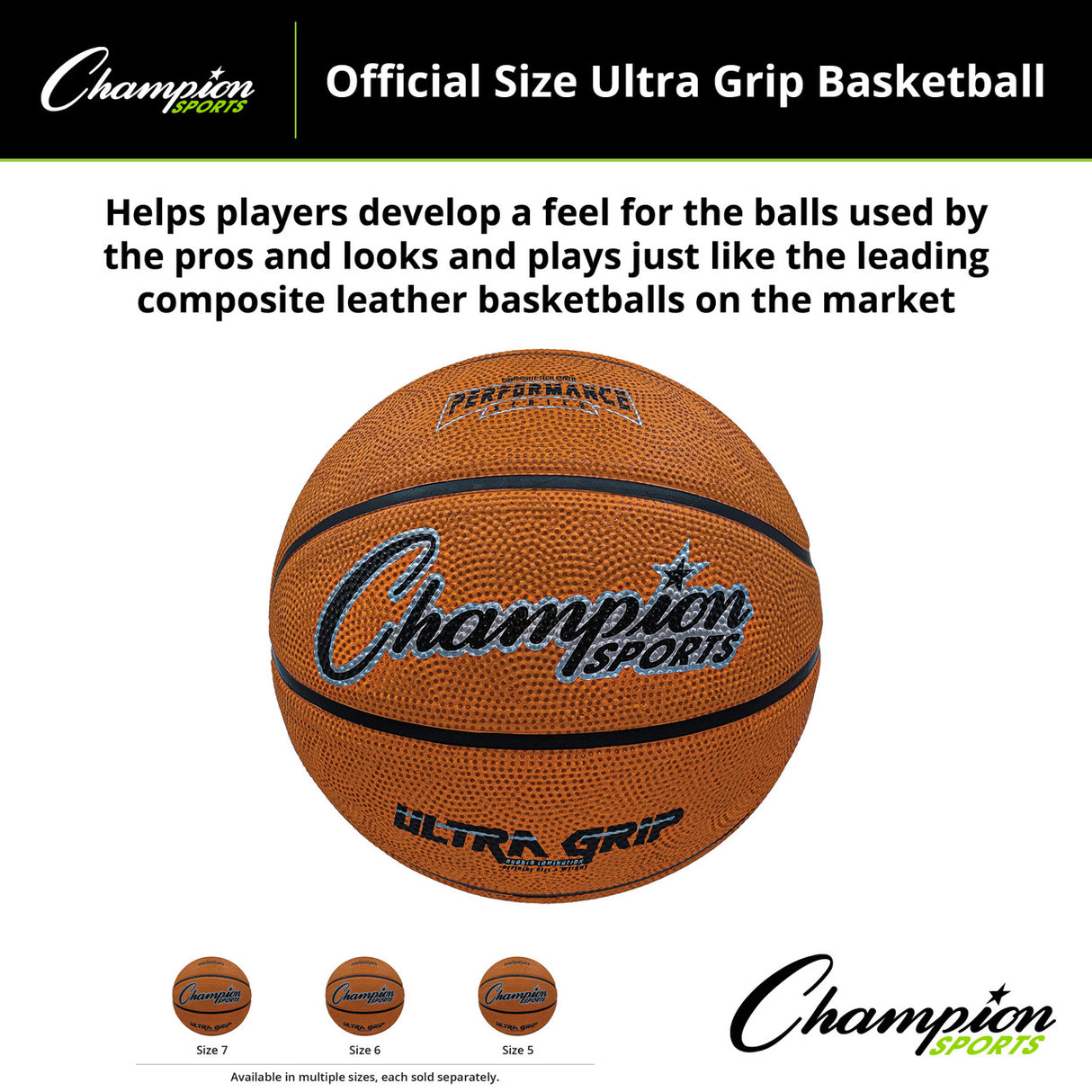 Champion Sports OFFICIAL SIZE ULTRA-GRIP BASKETBALL