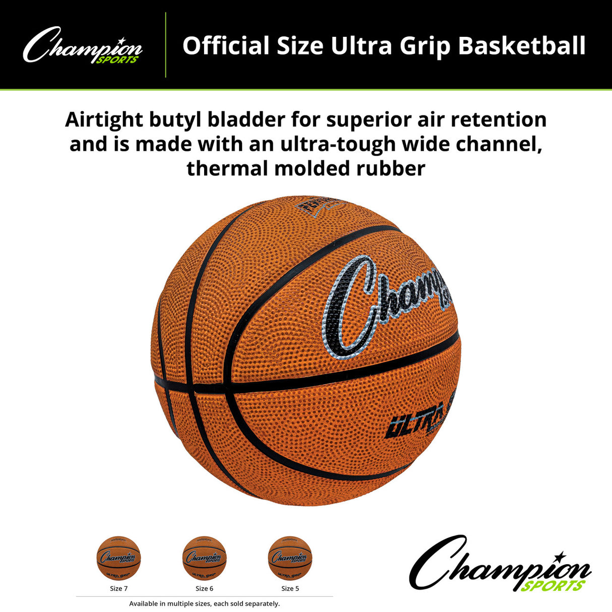 Champion Sports OFFICIAL SIZE ULTRA-GRIP BASKETBALL