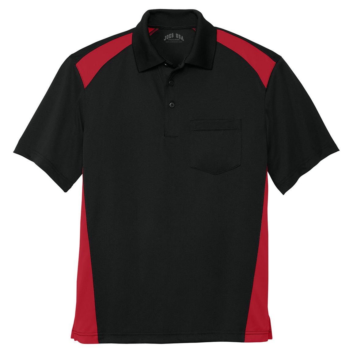 Men's Select Snag-Proof Two Way Colorblock Pocket Polo Polos/Knits Joe's USA Black/Red X-Small