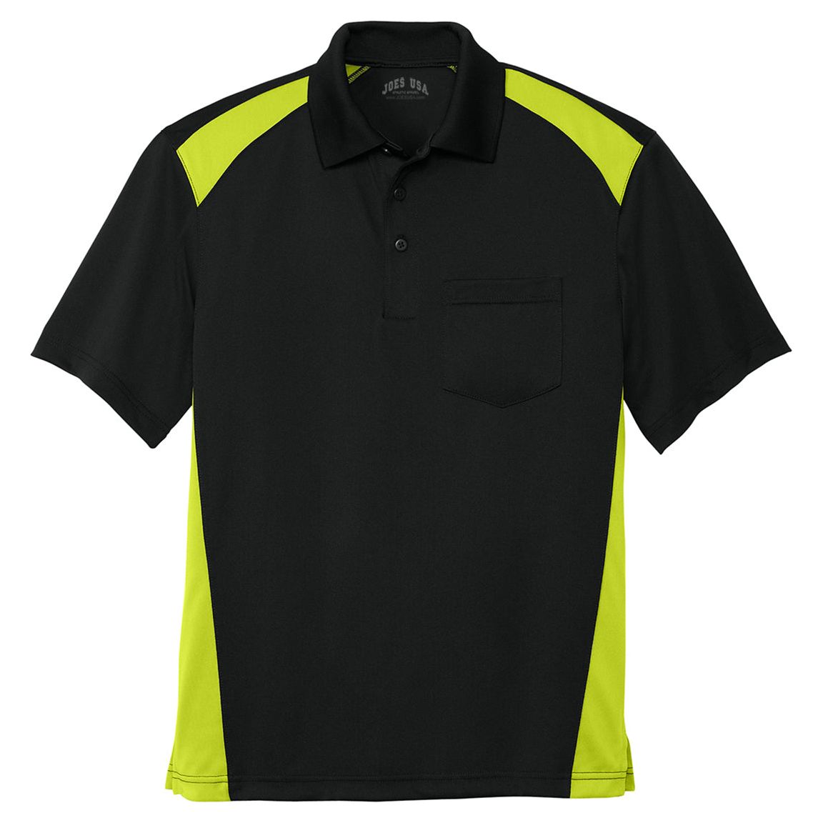Men's Select Snag-Proof Two Way Colorblock Pocket Polo Polos/Knits Joe's USA Black/Shock Green X-Small