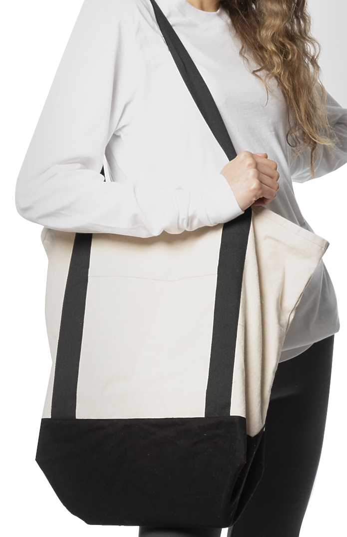 Royal Apparel C1072ORG Organic Canvas Large Two Tone Tote - Natural / Night