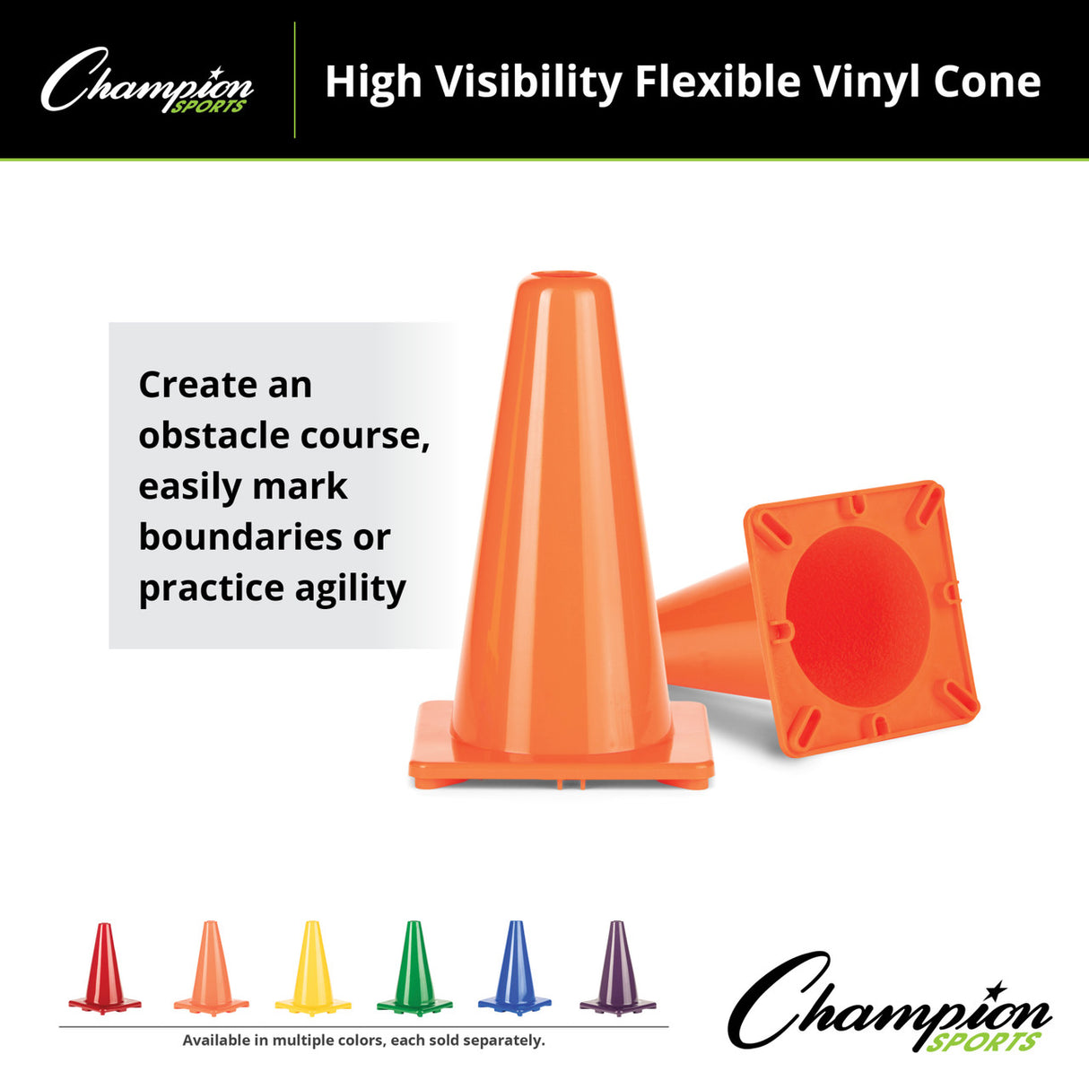 12"H HIGH-VISIBILITY FLEXIBLE VINYL CONE BLUE
