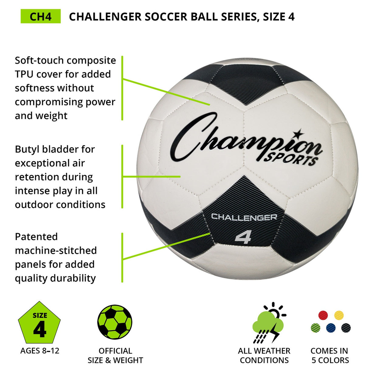 CHALLENGER SOCCER BALL, SIZE 4 RED
