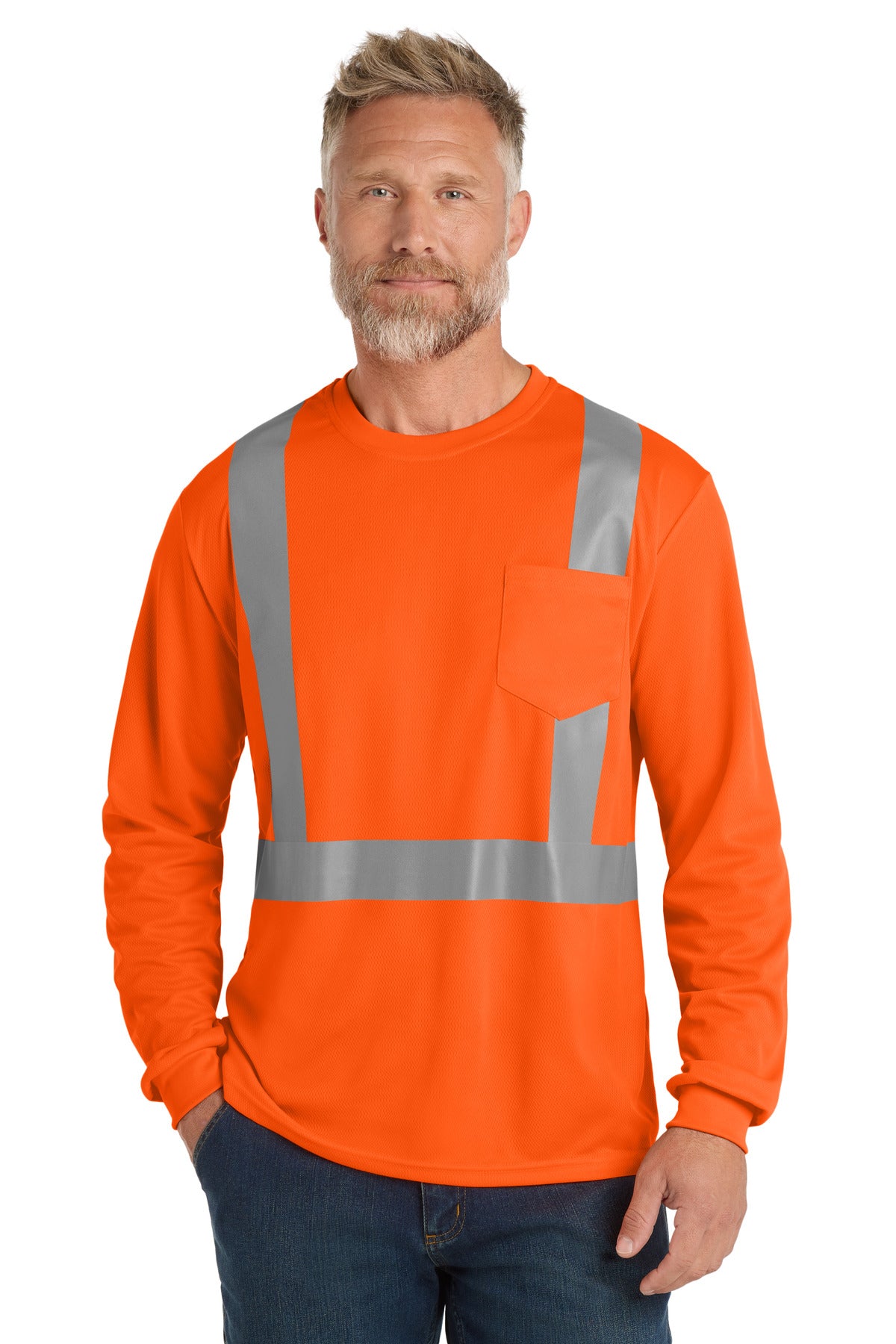 CornerStone ® ANSI 107 Class 2 Mesh Long Sleeve Tee. CS201 - CornerStone CS201