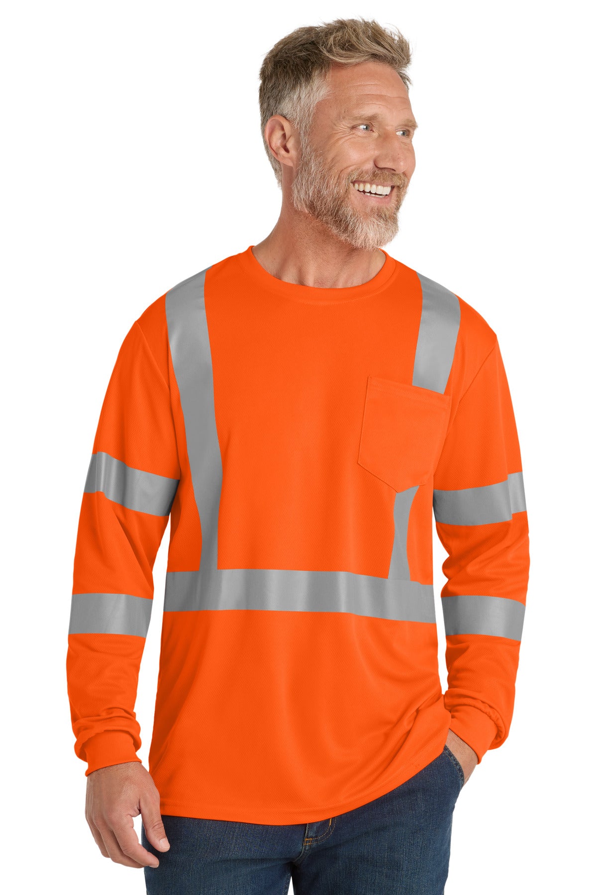 CornerStone ® ANSI 107 Class 3 Mesh Long Sleeve Tee. CS203 - CornerStone CS203