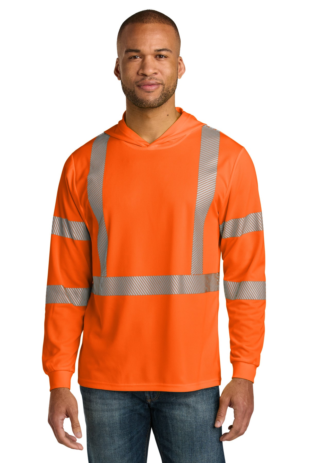 CornerStone ® ANSI 107 Class 3 Long Sleeve Segmented Tape Hooded Tee CS208 - CornerStone CS208