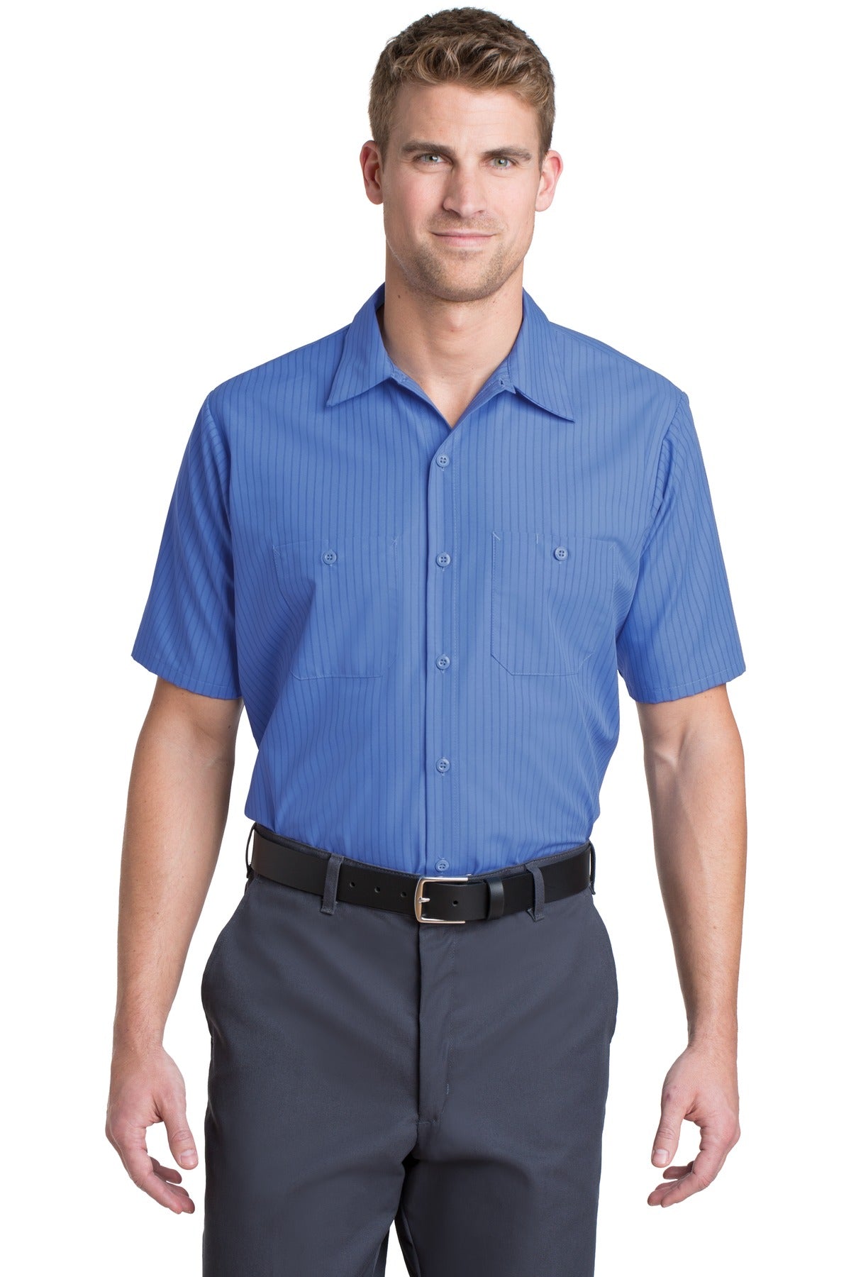 Red Kap ® Short Sleeve Striped Industrial Work Shirt. CS20 - Red Kap CS20