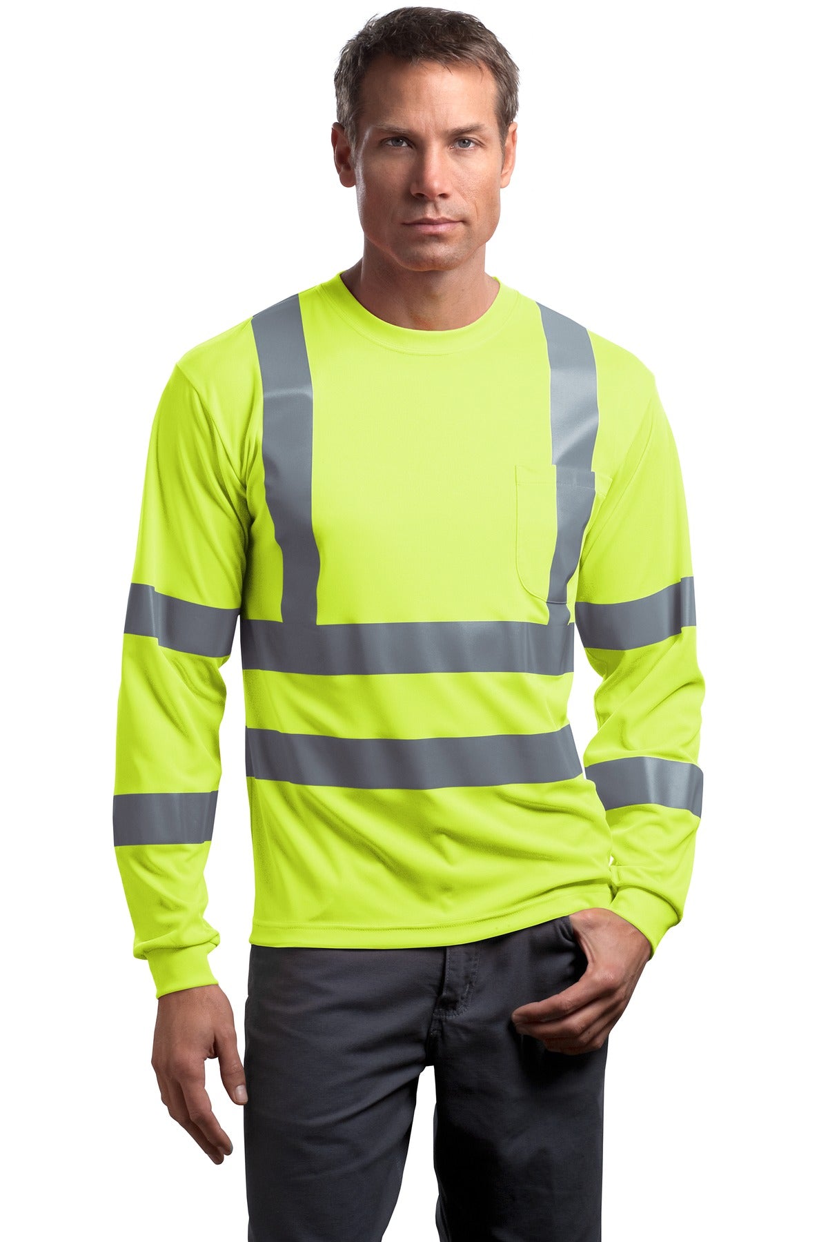 CornerStone ® - ANSI 107 Class 3 Long Sleeve Snag-Resistant Reflective T-Shirt. CS409 - CornerStone CS409