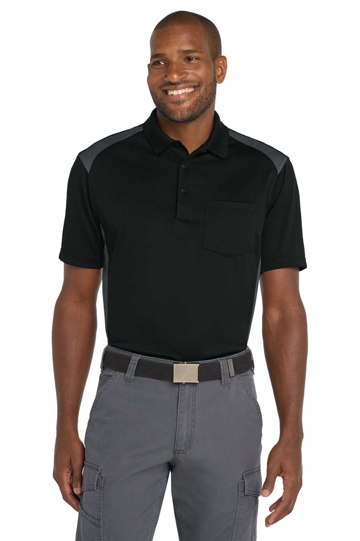 CornerStone ® Select Snag-Proof Two Way Colorblock Pocket Polo. CS416 - CornerStone CS416