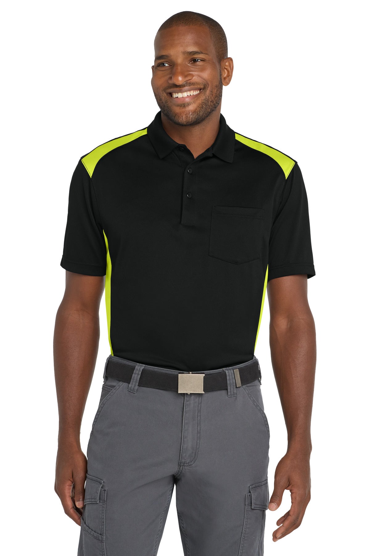 CornerStone ® Select Snag-Proof Two Way Colorblock Pocket Polo. CS416 - CornerStone CS416