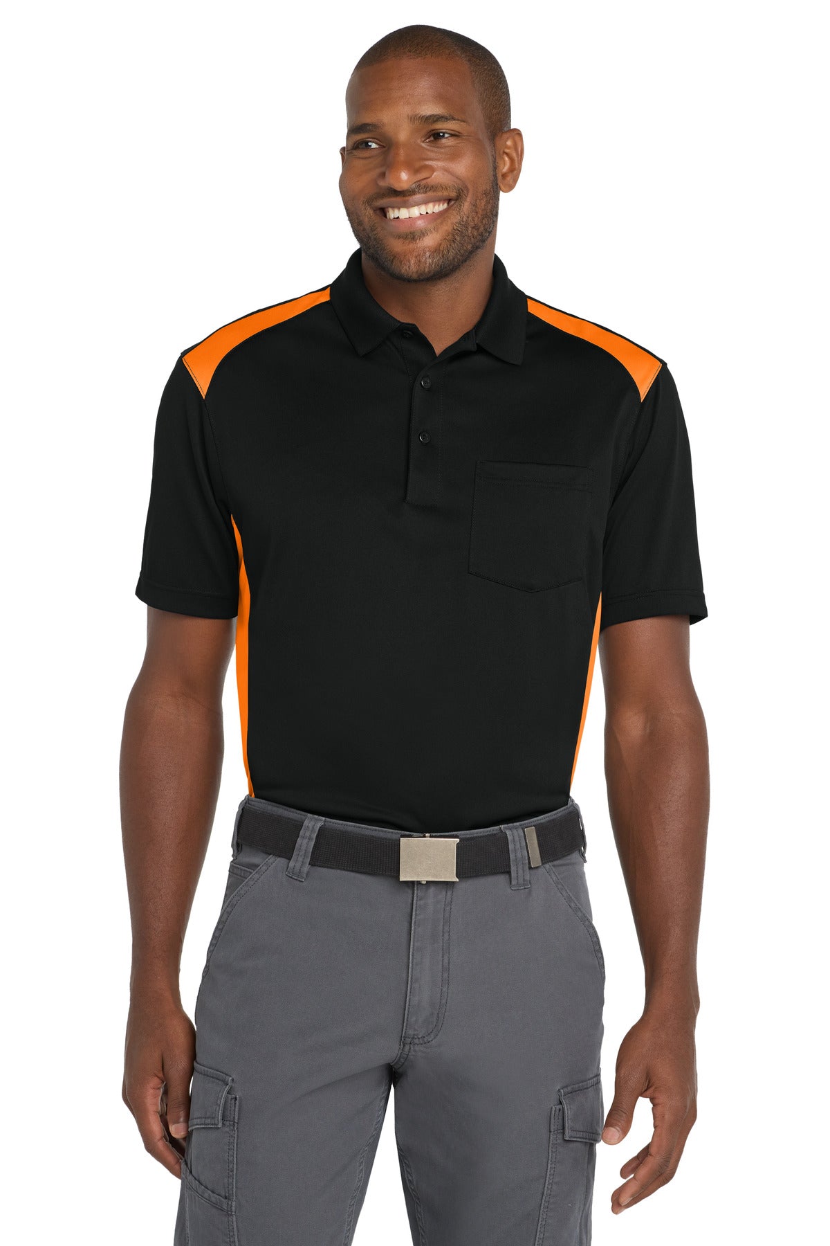 CornerStone ® Select Snag-Proof Two Way Colorblock Pocket Polo. CS416 - CornerStone CS416