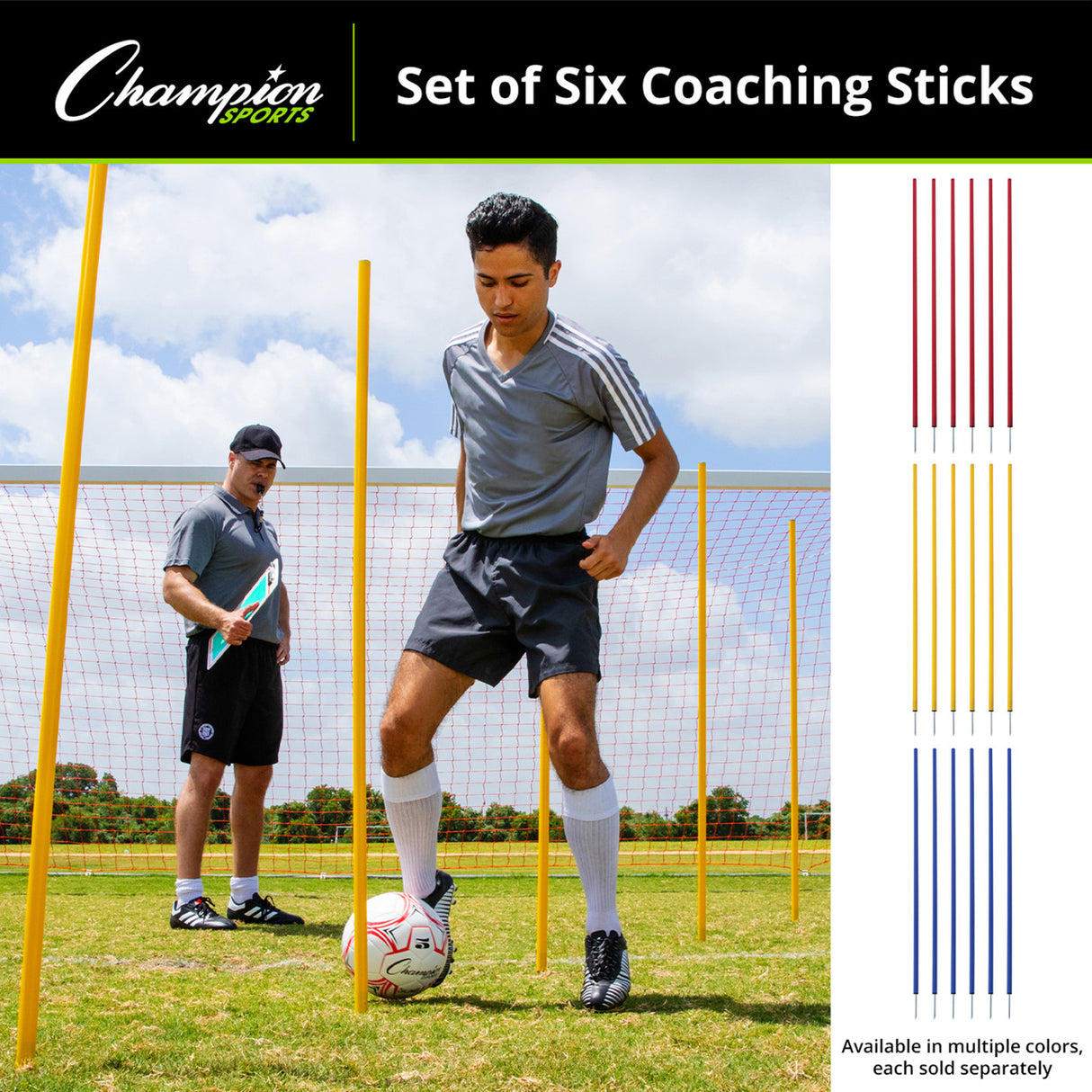 COACHING STICKS, SET OF 6 BLUE