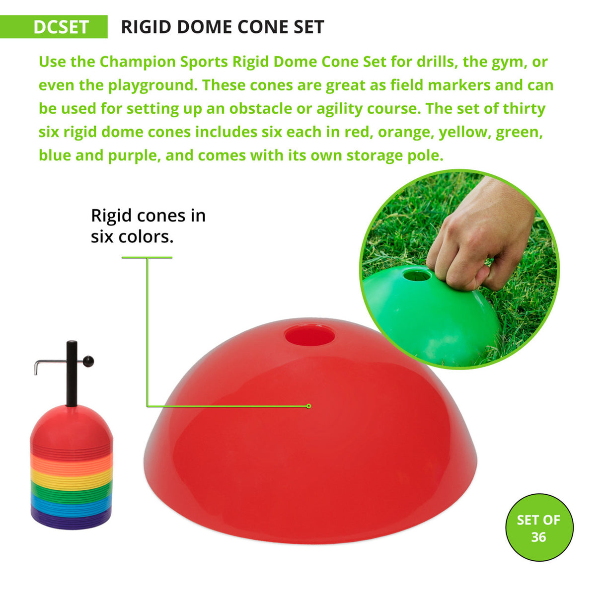 Champion Sports RIGID DOME CONE SET