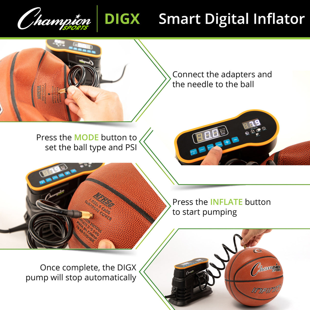 Champion Sports SMART DIGITAL INFLATOR PUMP