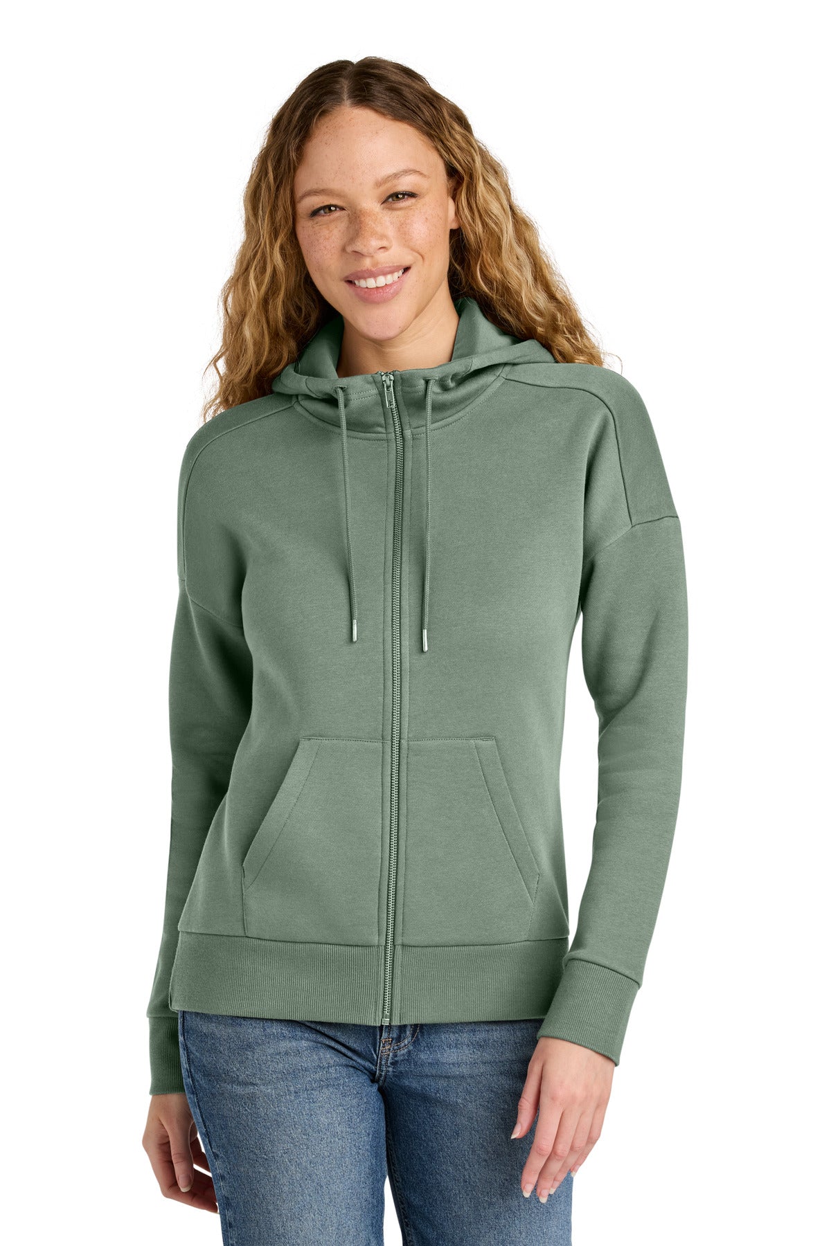 District ® Women's Perfect Weight ® Fleece Drop Shoulder Full-Zip Hoodie DT1104 - District DT1104