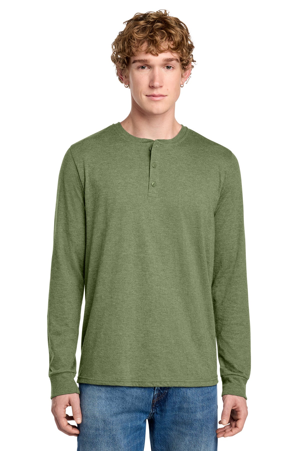 District ® Perfect Tri ® Long Sleeve Henley DT145 - District DT145