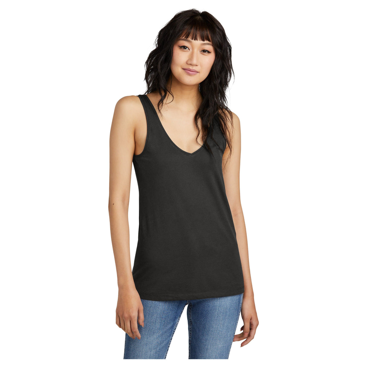 District® Women’s Perfect Blend® CVC V-Neck Tank DT154 Women's District Black XS
