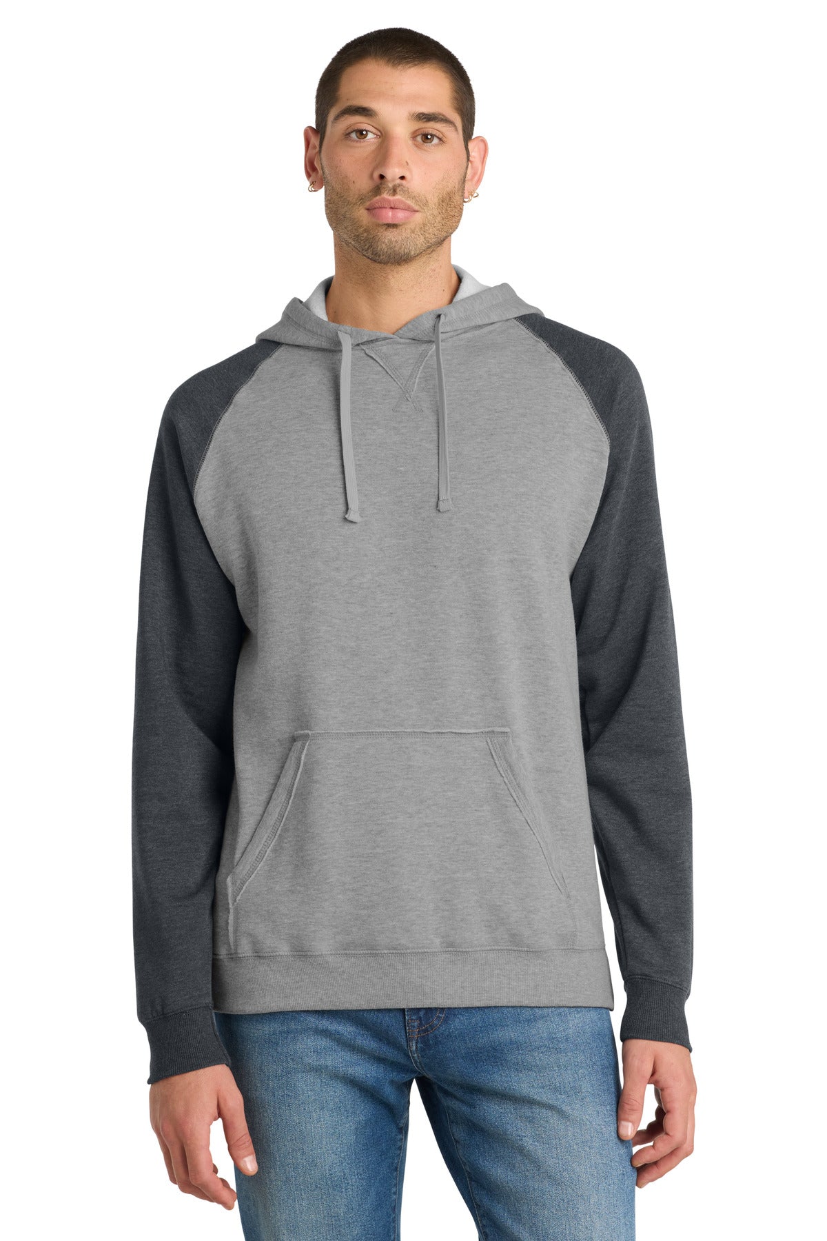 District ® Young Mens Lightweight Fleece Raglan Hoodie. DT196 - District DT196