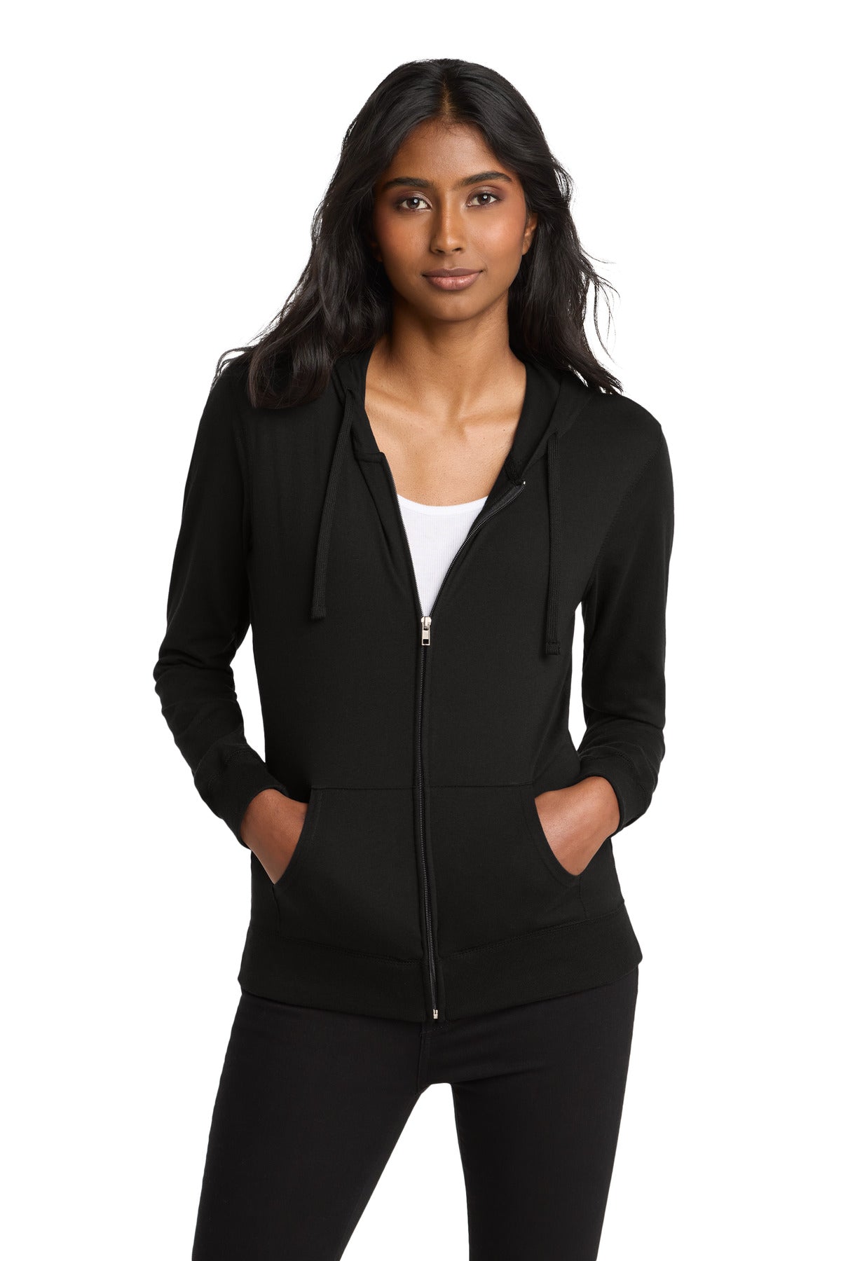 District ® Women's Fitted Jersey Full-Zip Hoodie. DT2100 - District DT2100