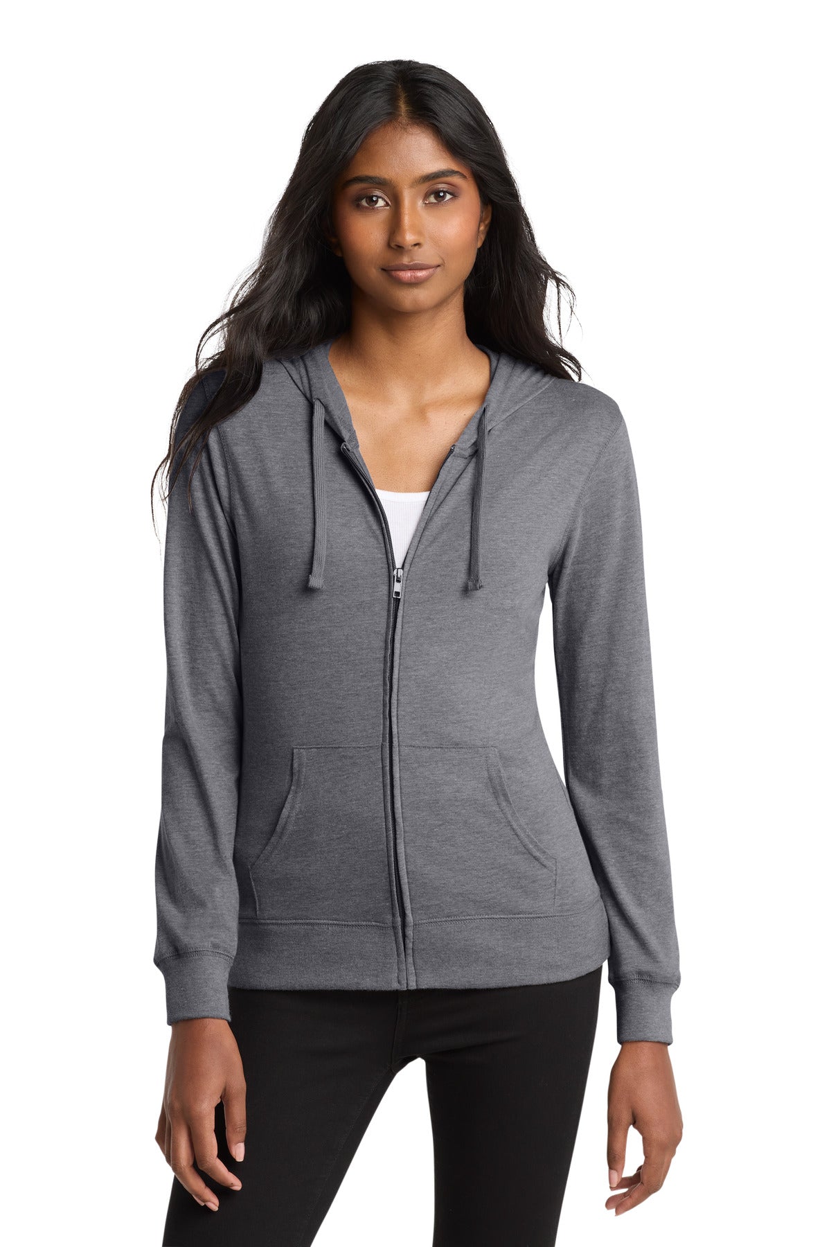 District ® Women's Fitted Jersey Full-Zip Hoodie. DT2100 - District DT2100