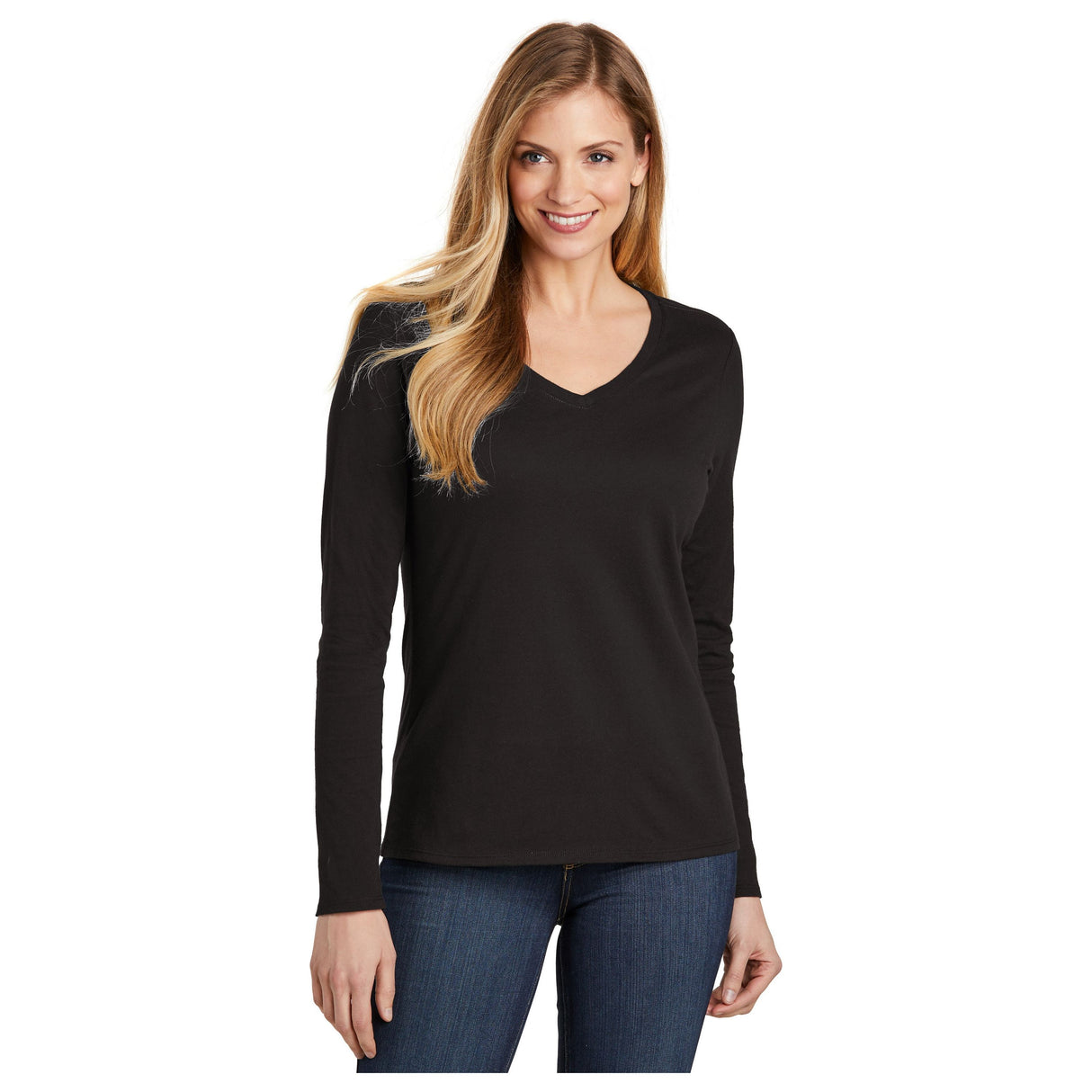 District ® Women’s Very Important Tee ® Long Sleeve V-Neck DT6201 Women's District Black XS