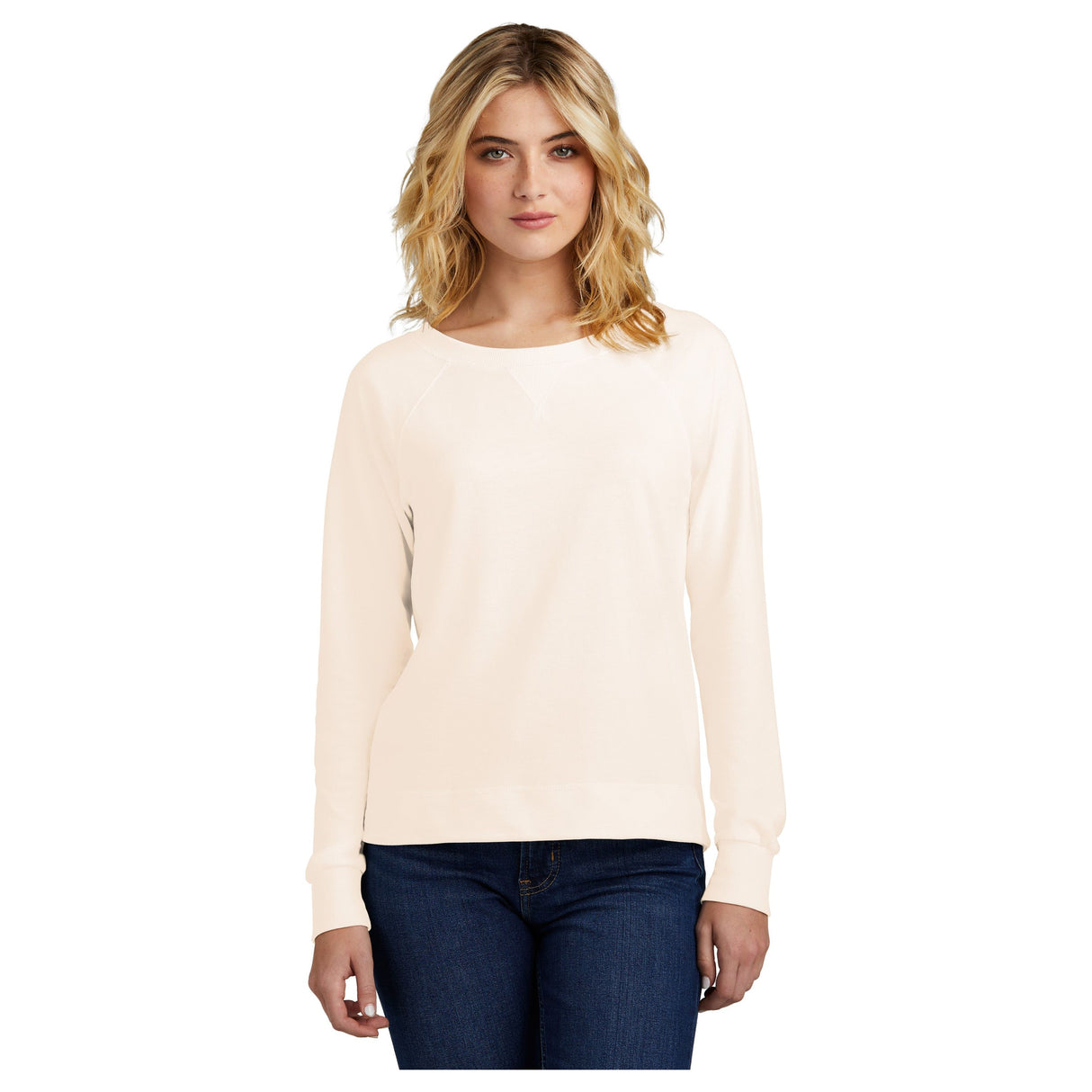 District® Women’s Featherweight French Terry™ Long Sleeve Crewneck DT672 Sweatshirts/Fleece District Gardenia XS