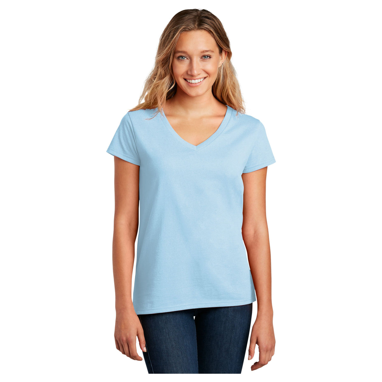 District ® Women’s Re-Tee® V-Neck DT8001 Women's District Crystal Blue XS