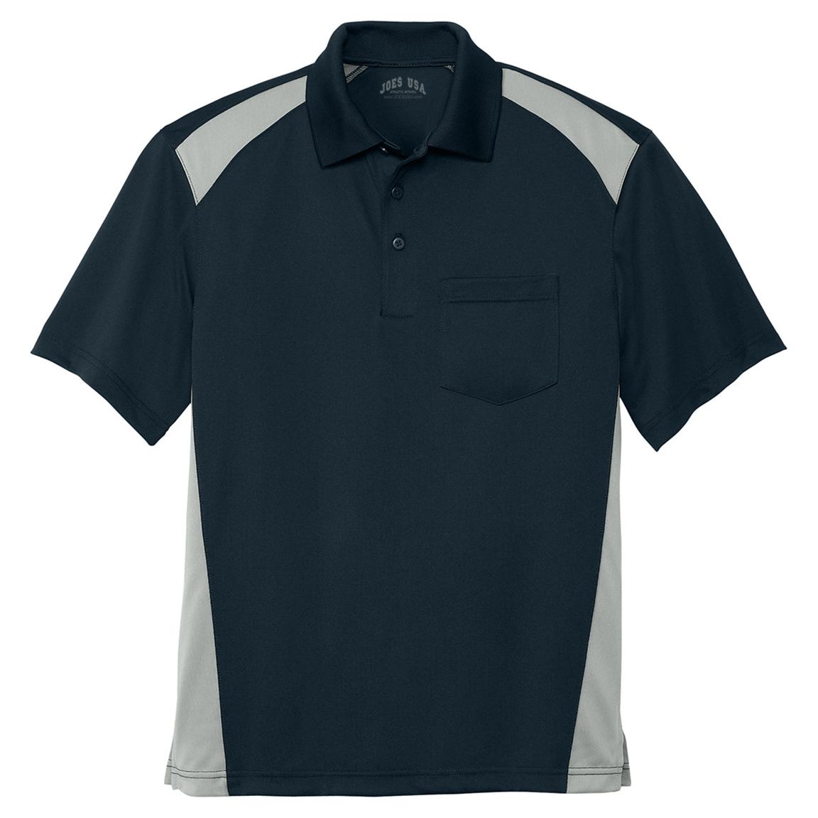 Men's Select Snag-Proof Two Way Colorblock Pocket Polo Polos/Knits Joe's USA Dark Navy/Light Grey X-Small