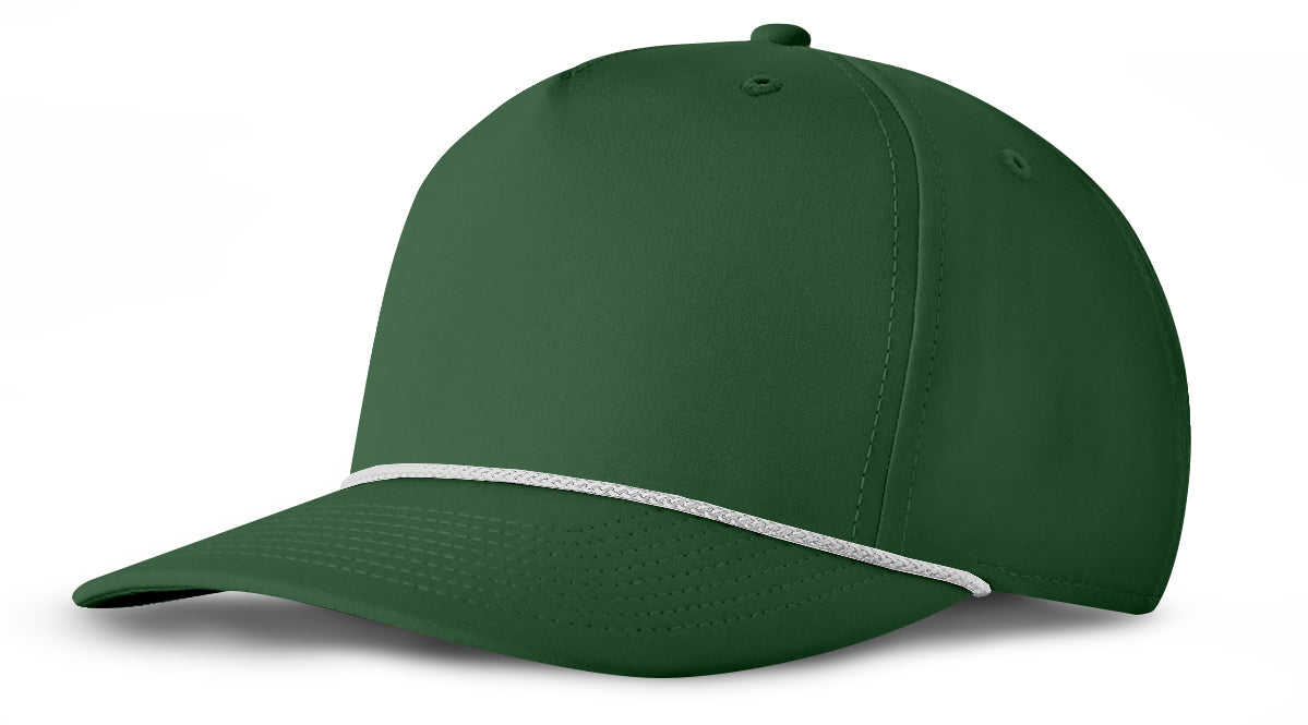 J7256 Clubhouse Performance Rope Cap - Dark Green with White Rope (Front)
