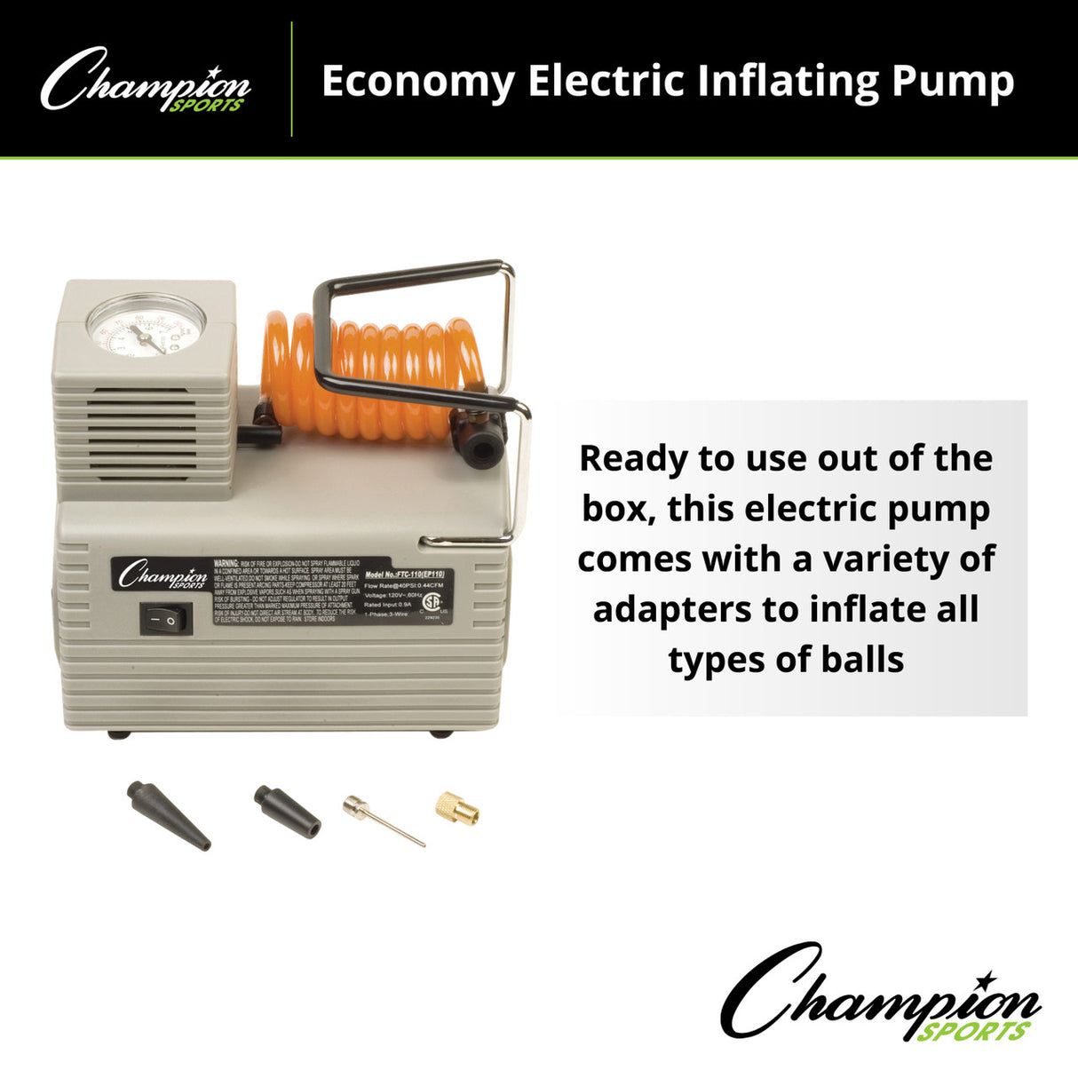 Champion Sports ECONOMY ELECTRIC INFLATING PUMP