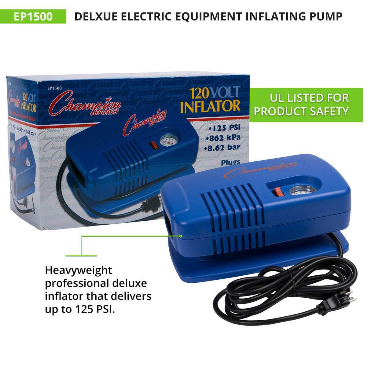 Champion Sports DELUXE ELECTRIC INFLATING PUMP